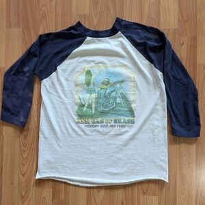 Vintage Iron-on 1970's biker Half Sleeve shirt. "Nobody Rides for free". Size Sm